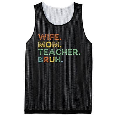 Wife Mom Teacher Bruh Mesh Reversible Basketball Jersey Tank