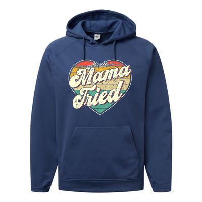 Wo Mama Tried Vintage Country Music Outlaw Retro Performance Fleece Hoodie