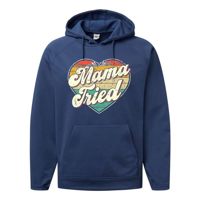 Wo Mama Tried Vintage Country Music Outlaw Retro Performance Fleece Hoodie