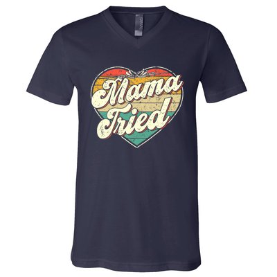 Wo Mama Tried Vintage Country Music Outlaw Retro V-Neck T-Shirt