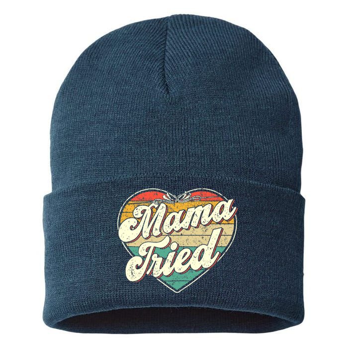 Wo Mama Tried Vintage Country Music Outlaw Retro Sustainable Knit Beanie