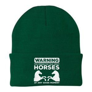 Warning May Talk About Horses Funny Riding Knit Cap Winter Beanie