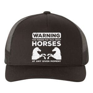 Warning May Talk About Horses Funny Riding Yupoong Adult 5-Panel Trucker Hat