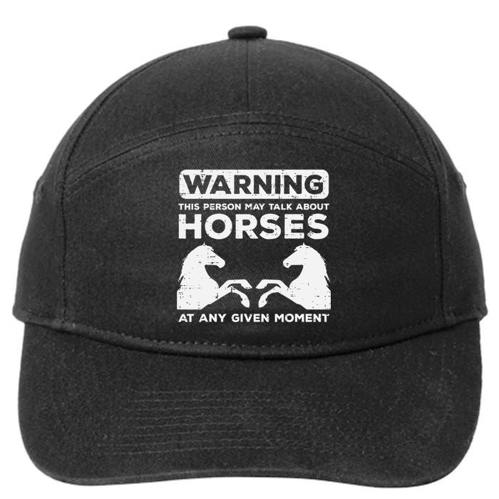 Warning May Talk About Horses Funny Riding 7-Panel Snapback Hat