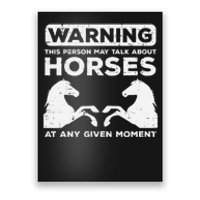 Warning May Talk About Horses Funny Riding Poster