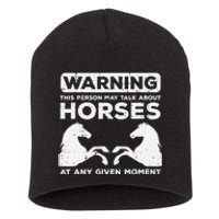 Warning May Talk About Horses Funny Riding Short Acrylic Beanie