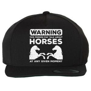 Warning May Talk About Horses Funny Riding Wool Snapback Cap