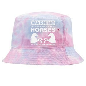 Warning May Talk About Horses Funny Riding Tie-Dyed Bucket Hat