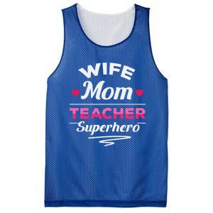 Wife Mom Teacher Superhero Teacher Mom Gift Mesh Reversible Basketball Jersey Tank