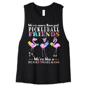 Were More Than Just Pickleball Friends Funny Flamingo Sport Women's Racerback Cropped Tank