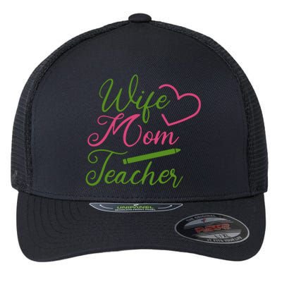 WIFE MOM TEACHER Mother's Day Gift Flexfit Unipanel Trucker Cap