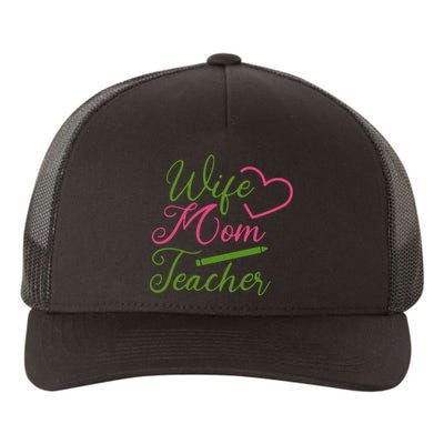 WIFE MOM TEACHER Mother's Day Gift Yupoong Adult 5-Panel Trucker Hat