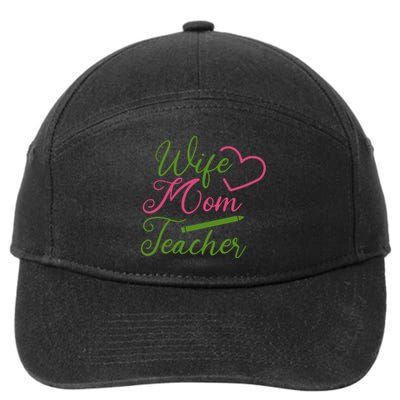 WIFE MOM TEACHER Mother's Day Gift 7-Panel Snapback Hat