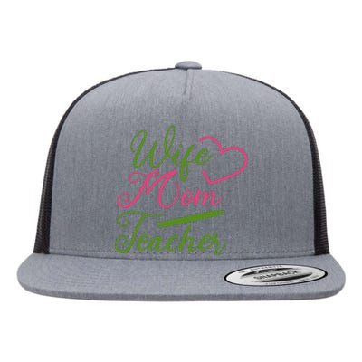 WIFE MOM TEACHER Mother's Day Gift Flat Bill Trucker Hat