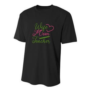 WIFE MOM TEACHER Mother's Day Gift Youth Performance Sprint T-Shirt