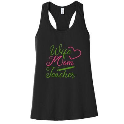 WIFE MOM TEACHER Mother's Day Gift Women's Racerback Tank