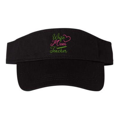 WIFE MOM TEACHER Mother's Day Gift Valucap Bio-Washed Visor