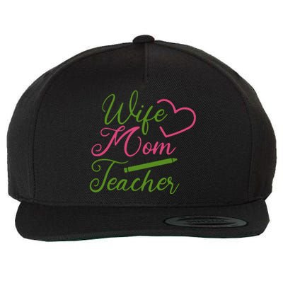 WIFE MOM TEACHER Mother's Day Gift Wool Snapback Cap