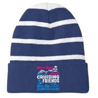 We're More Than Just Cruising Friends Funny Vacation Summer Striped Beanie with Solid Band