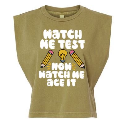 Watch Me Test Now Watch Me Ace It Test Day Garment-Dyed Women's Muscle Tee