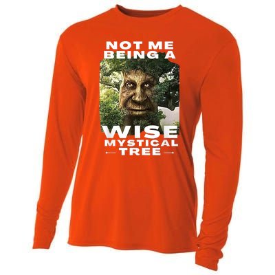 Wise Mystical Tree Face Old Mythical Oak Tree Funny Meme Cooling Performance Long Sleeve Crew