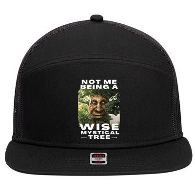 Wise Mystical Tree Face Old Mythical Oak Tree Funny Meme 7 Panel Mesh Trucker Snapback Hat