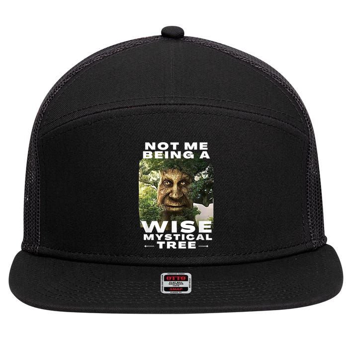 Wise Mystical Tree Face Old Mythical Oak Tree Funny Meme 7 Panel Mesh Trucker Snapback Hat
