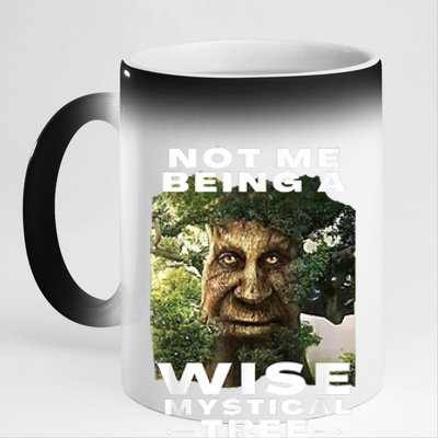 Wise Mystical Tree Face Old Mythical Oak Tree Funny Meme 11oz Black Color Changing Mug