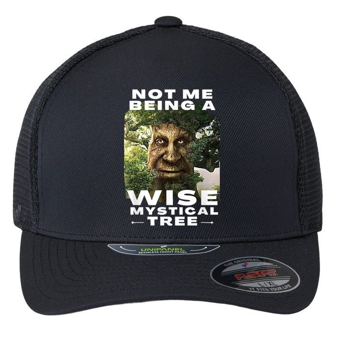 Wise Mystical Tree Face Old Mythical Oak Tree Funny Meme Flexfit Unipanel Trucker Cap