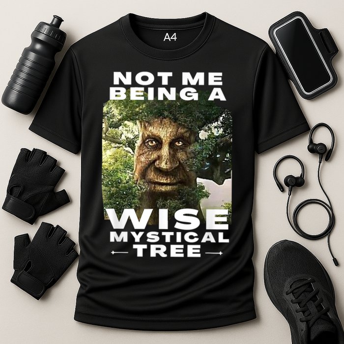 Wise Mystical Tree Face Old Mythical Oak Tree Funny Meme Performance Shirt
