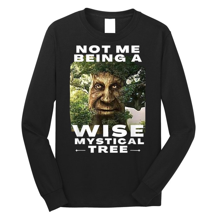 Wise Mystical Tree Face Old Mythical Oak Tree Funny Meme Long Sleeve Shirt