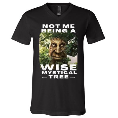 Wise Mystical Tree Face Old Mythical Oak Tree Funny Meme V-Neck T-Shirt