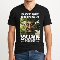 Wise Mystical Tree Face Old Mythical Oak Tree Funny Meme V-Neck T-Shirt