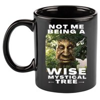 Wise Mystical Tree Face Old Mythical Oak Tree Funny Meme 11oz C Handle Ceramic Mug
