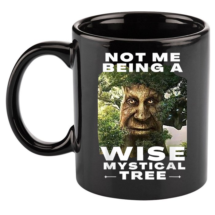 Wise Mystical Tree Face Old Mythical Oak Tree Funny Meme 11oz C Handle Ceramic Mug