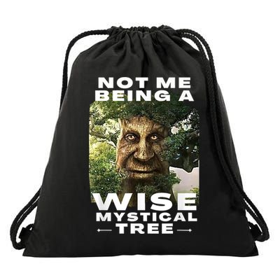 Wise Mystical Tree Face Old Mythical Oak Tree Funny Meme Drawstring Bag
