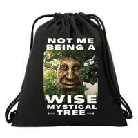 Wise Mystical Tree Face Old Mythical Oak Tree Funny Meme Drawstring Bag