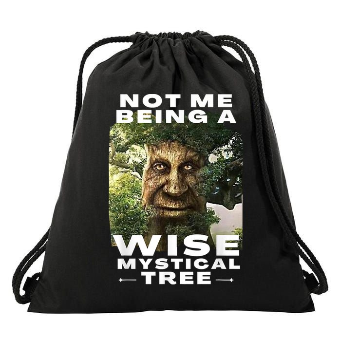 Wise Mystical Tree Face Old Mythical Oak Tree Funny Meme Drawstring Bag