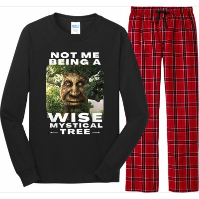 Wise Mystical Tree Face Old Mythical Oak Tree Funny Meme Long Sleeve Pajama Set