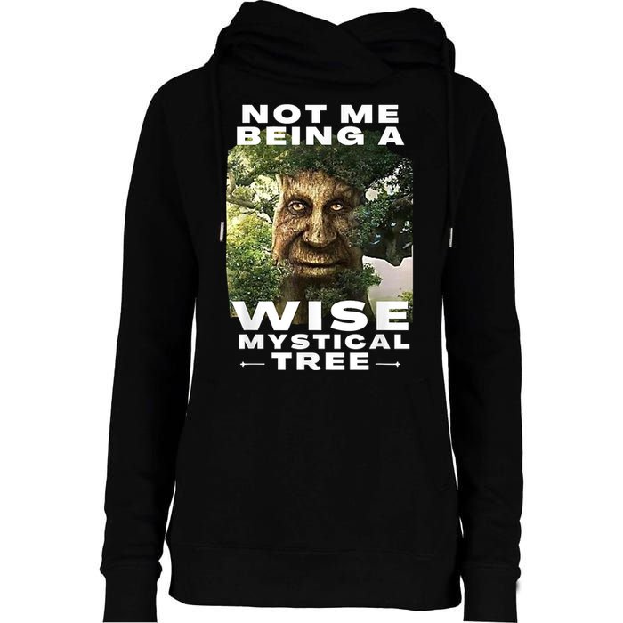 Wise Mystical Tree Face Old Mythical Oak Tree Funny Meme Womens Funnel Neck Pullover Hood