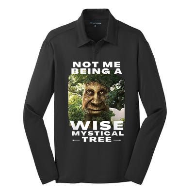 Wise Mystical Tree Face Old Mythical Oak Tree Funny Meme Silk Touch Performance Long Sleeve Polo