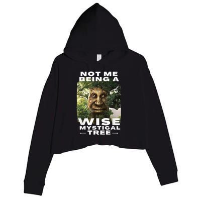 Wise Mystical Tree Face Old Mythical Oak Tree Funny Meme Crop Fleece Hoodie