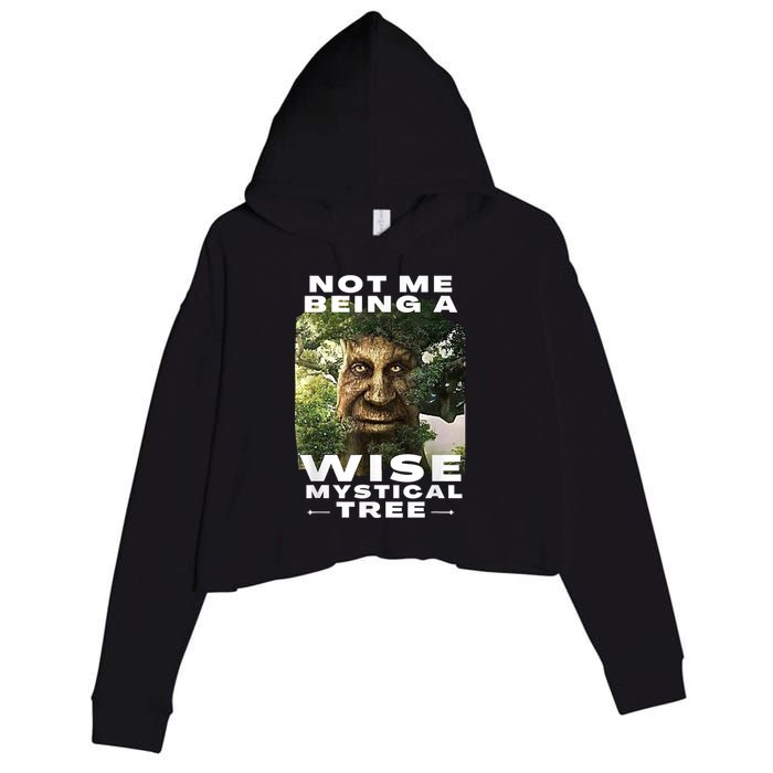 Wise Mystical Tree Face Old Mythical Oak Tree Funny Meme Crop Fleece Hoodie