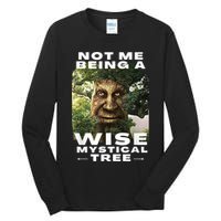Wise Mystical Tree Face Old Mythical Oak Tree Funny Meme Tall Long Sleeve T-Shirt