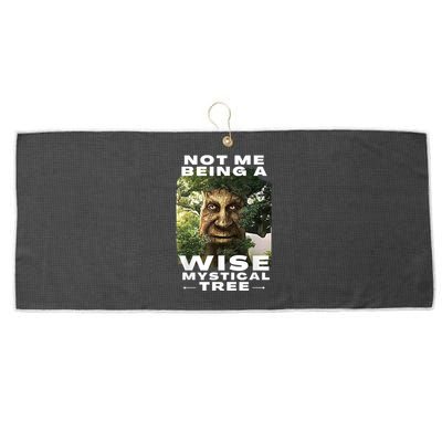 Wise Mystical Tree Face Old Mythical Oak Tree Funny Meme Large Microfiber Waffle Golf Towel