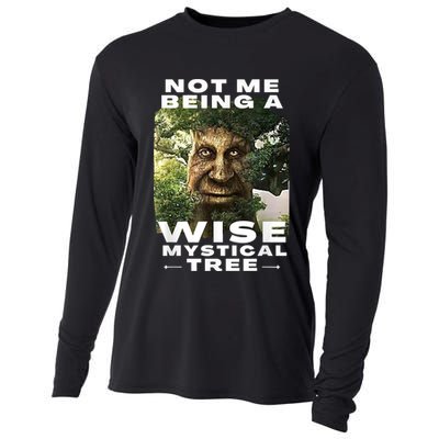 Wise Mystical Tree Face Old Mythical Oak Tree Funny Meme Cooling Performance Long Sleeve Crew