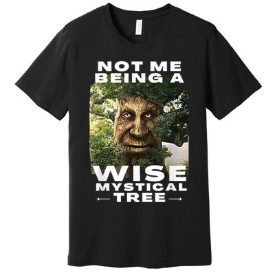 Wise Mystical Tree Face Old Mythical Oak Tree Funny Meme Premium T-Shirt