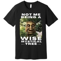Wise Mystical Tree Face Old Mythical Oak Tree Funny Meme Premium T-Shirt