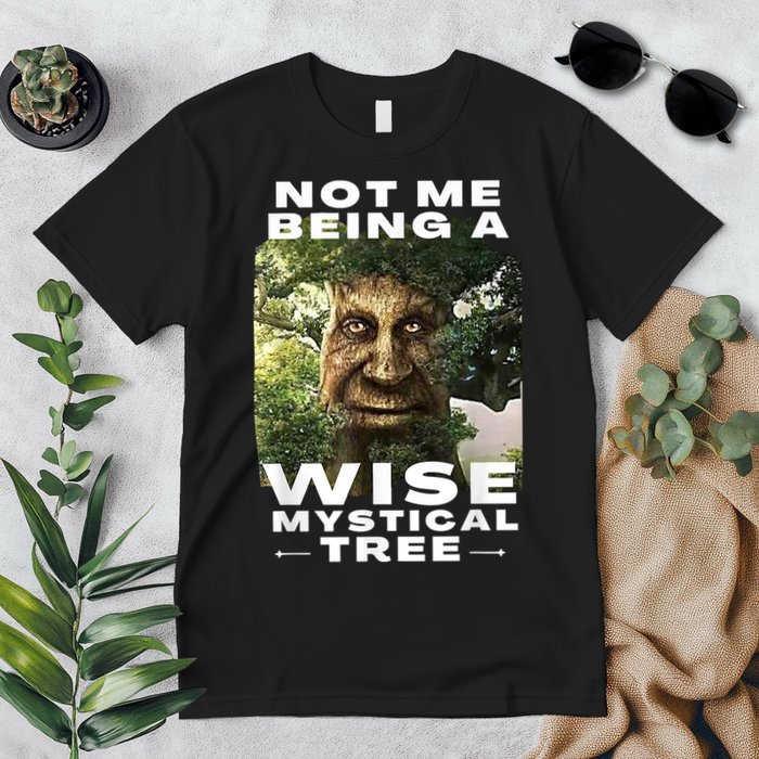 Wise Mystical Tree Face Old Mythical Oak Tree Funny Meme Premium T-Shirt