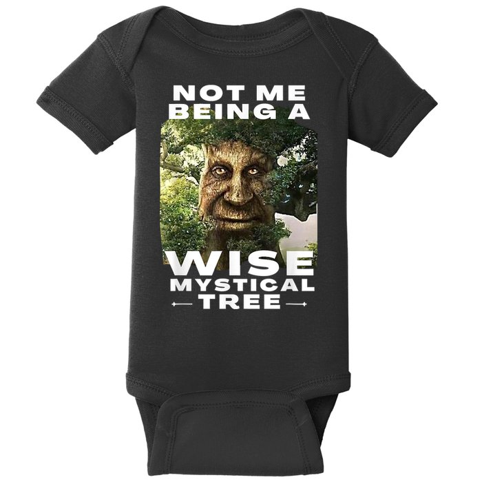 Wise Mystical Tree Face Old Mythical Oak Tree Funny Meme Baby Bodysuit